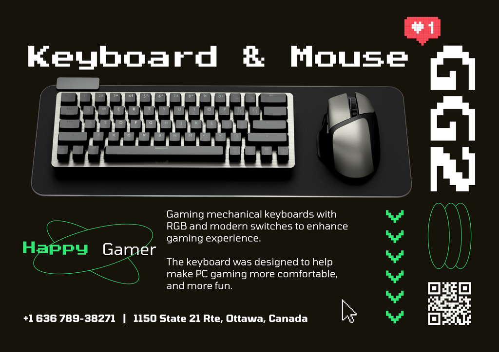 Offer of Keyboards and Mice for Gamers Poster B2 Horizontal tervezősablon
