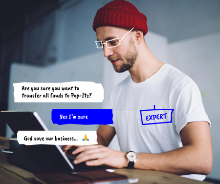 Funny Joke with Man in Drawn Glasses Facebook Design Template