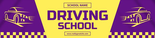 Enrolling Driving Classes At School Offer In Purple Twitter Πρότυπο σχεδίασης