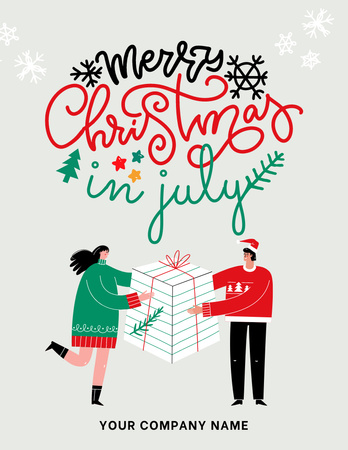  Happy Couple Celebrating Christmas in July Flyer 8.5x11in Design Template