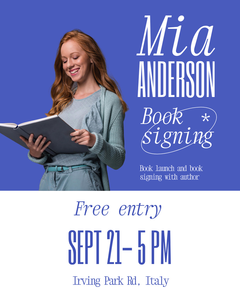 Exciting Book Signing Announcement Poster 16x20in Design Template