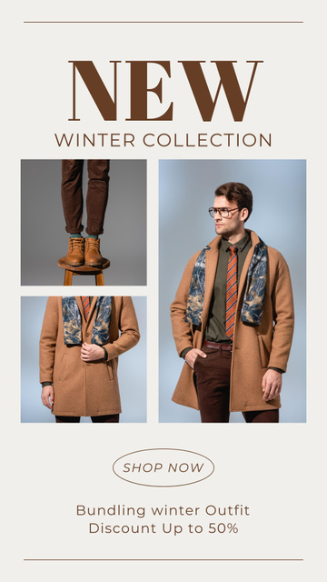 Plantilla de diseño de Winter Jackets and Coats for Men Instagram Story 