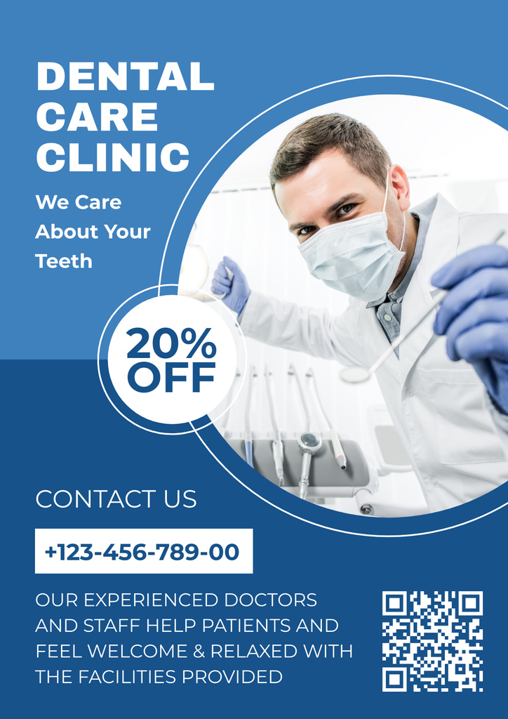 Discount Offer in Dental Care Clinic Posterデザインテンプレート