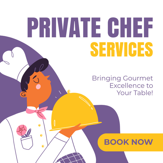 Designvorlage Private Chef Service with Gourmet Dishes für Instagram AD