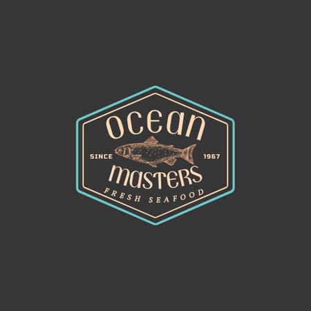 Template di design Ocean Masters Fresh Seafood Shop Logo Logo
