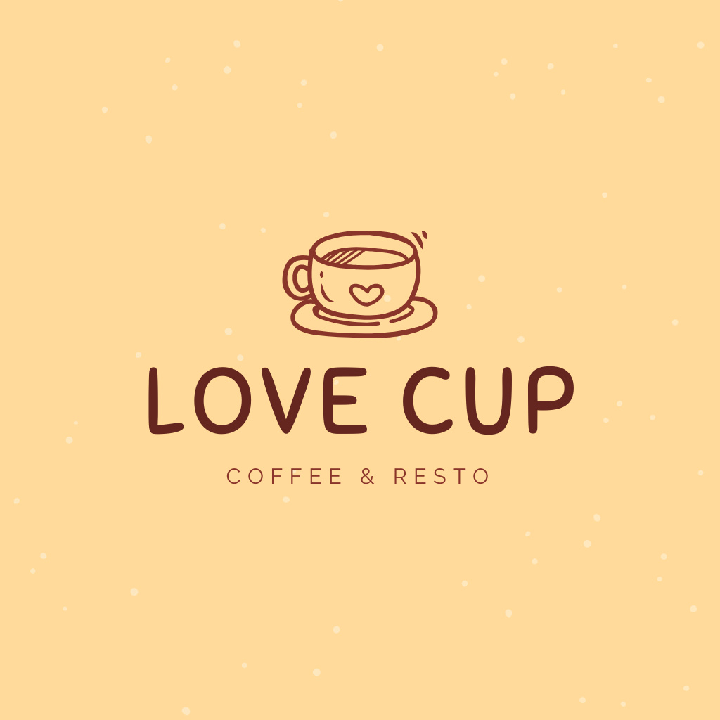 Awesome Cafe Promotion with Cup of Coffee In Yellow Logo Tasarım Şablonu