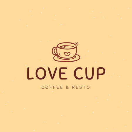 Awesome Cafe Promotion with Cup of Coffee In Yellow Logo Design Template