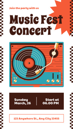 Musical Party Announcement with Retro Player Instagram Story Design Template