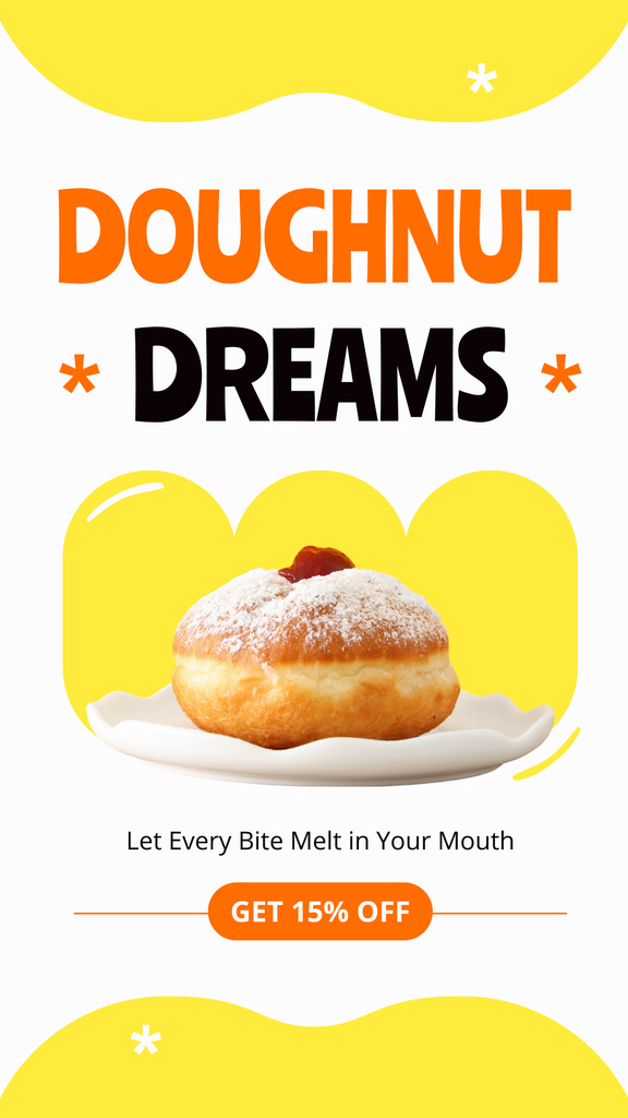 Doughnut Dreams Ad with Sweet Dessert Instagram Story tervezősablon