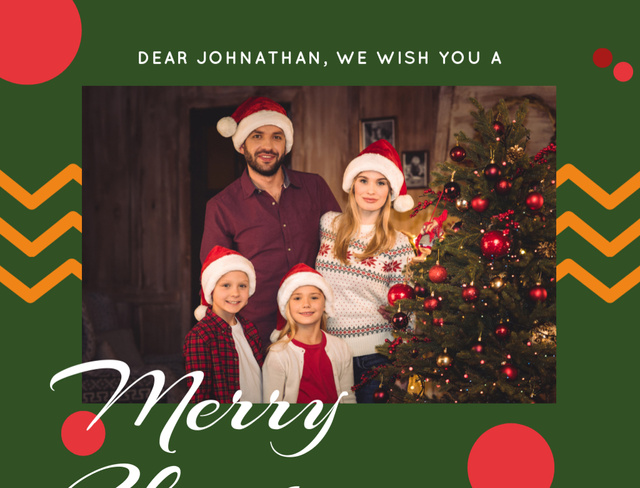 Amazing Christmas Wishes With Family In Santa Hats Postcard 4.2x5.5in – шаблон для дизайну