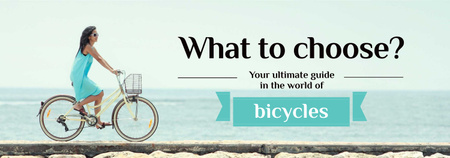 Plantilla de diseño de Guía de Bicicletas con Mujer Ciclismo en la Playa Tumblr 