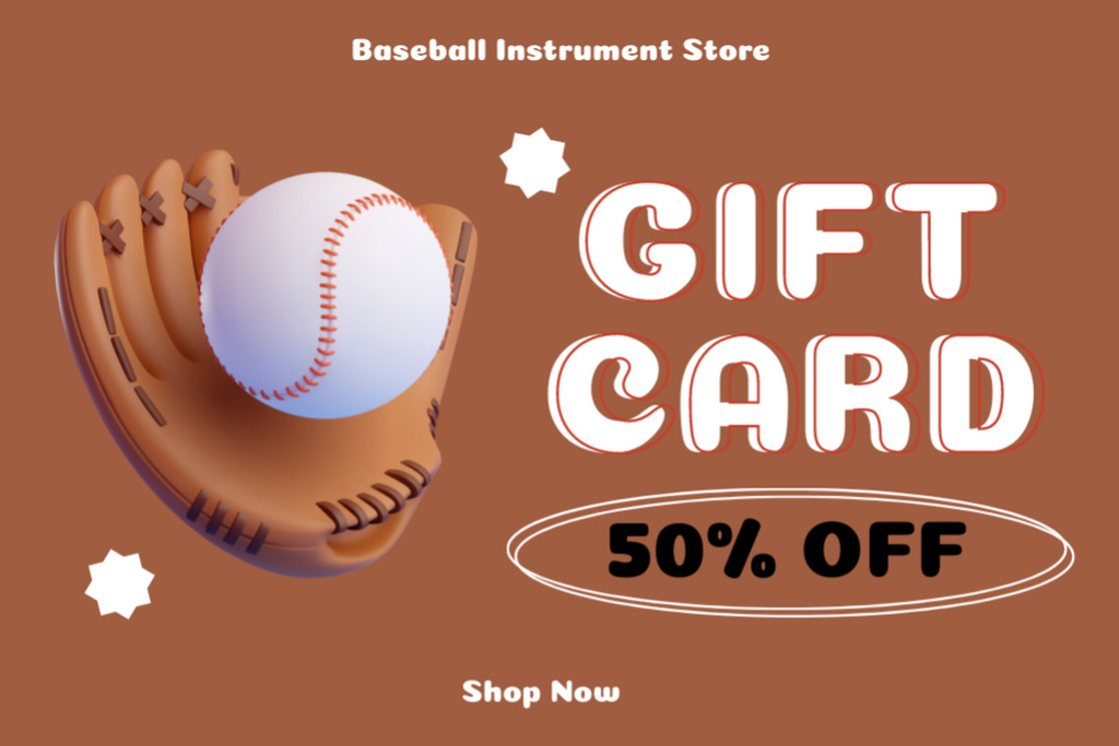 Baseball Equipment Store Ad Gift Certificate Πρότυπο σχεδίασης