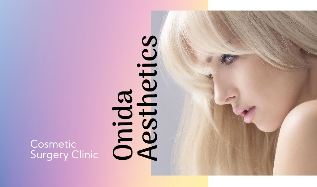 Cosmetic Surgery Clinic Ad with Young Attractive Woman Business card Šablona návrhu
