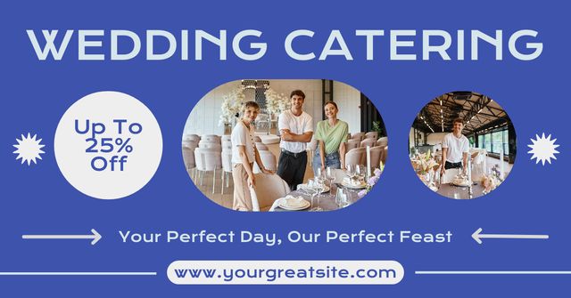 Discount Offer on Elegant Wedding Catering Facebook AD Modelo de Design