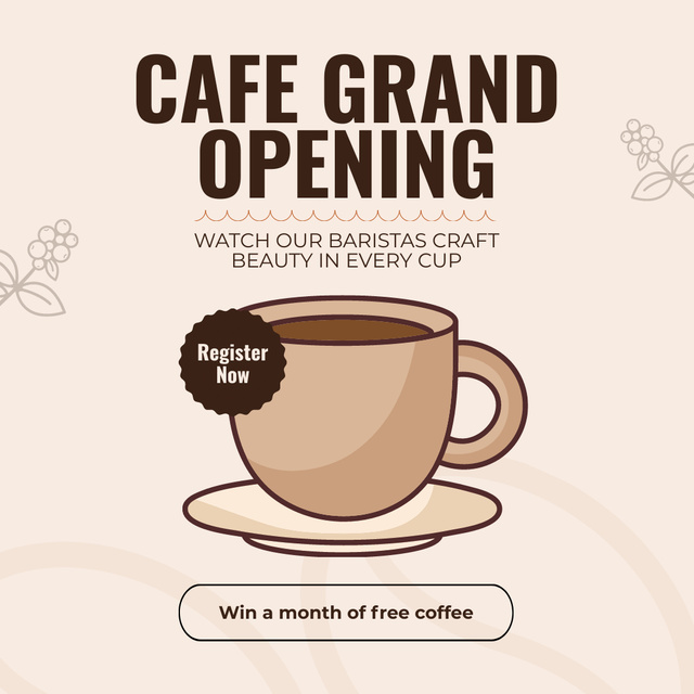 Ontwerpsjabloon van Instagram AD van Cafe Grand Opening With Well-crafted Coffee