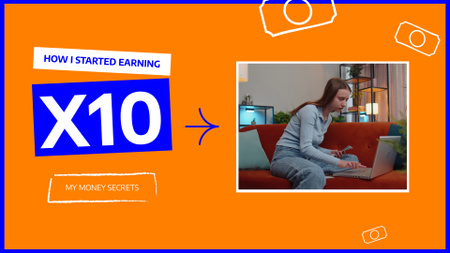 Young Woman Counting Earned Money YouTube intro Design Template