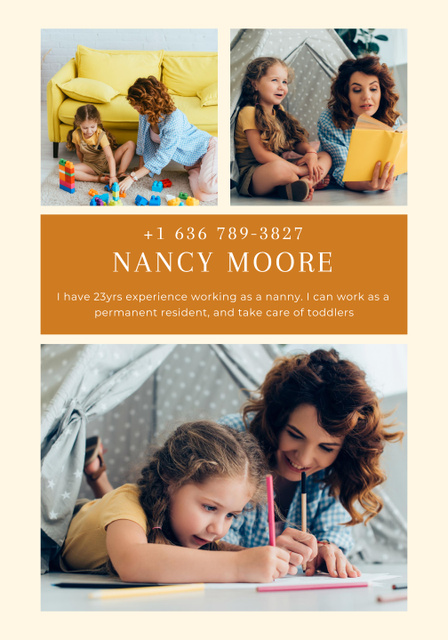 Modèle de visuel Experienced Childcare Assistance Proposal In Orange - Poster 28x40in