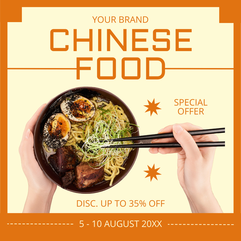 Discount Noodle Special Offer on Orange Instagram Πρότυπο σχεδίασης