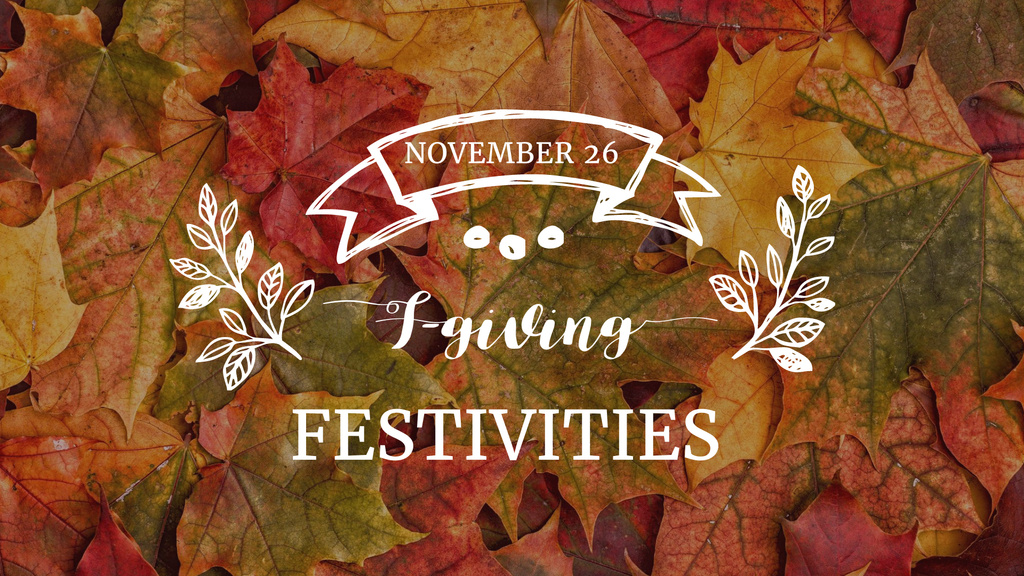 Plantilla de diseño de Thanksgiving Festivities Announcement with Autumn Foliage FB event cover 