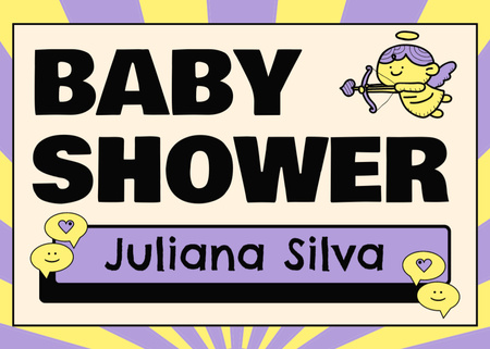 Ανακοίνωση εκδήλωσης Baby Shower with Cute Cupid Postcard 5x7in Πρότυπο σχεδίασης