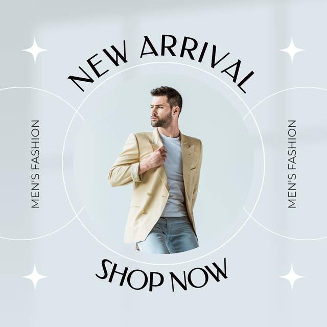 Plantilla de diseño de New Male Clothing Arrival Announcement   Instagram 