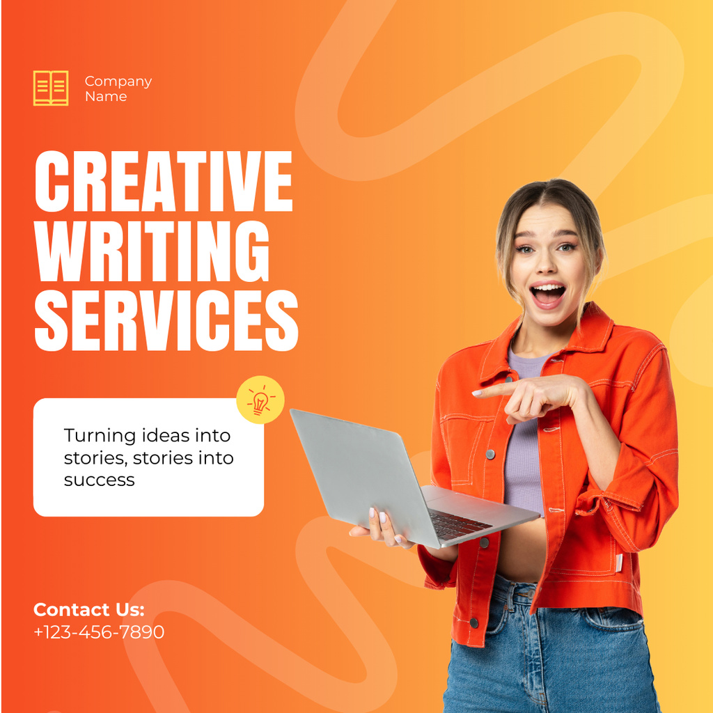 Top-notch Writing Services Offer With Slogan Instagram AD Πρότυπο σχεδίασης