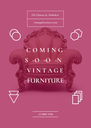 Ontwerpsjabloon van Poster van Klassieke meubelwinkel advertentie met luxe fauteuil