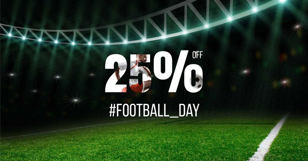 Ontwerpsjabloon van Facebook AD van Football Day Discount Offer