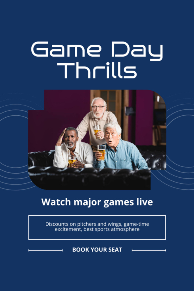 Elderly Men Watching Games in Sports Bar Tumblrデザインテンプレート