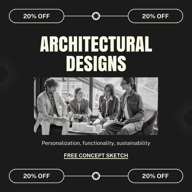 Modèle de visuel Team of Architects working in Studio - Instagram AD