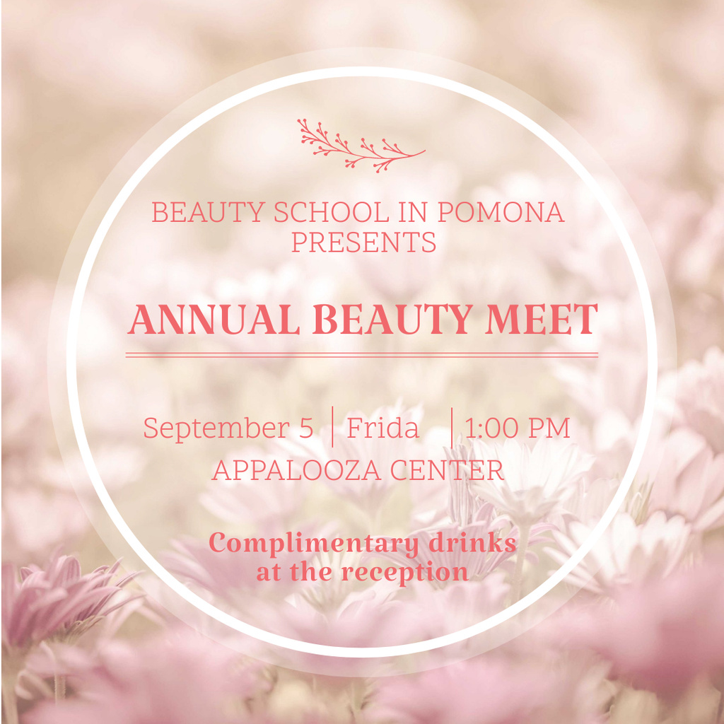 Beauty event announcement in pink frame Instagram AD Πρότυπο σχεδίασης