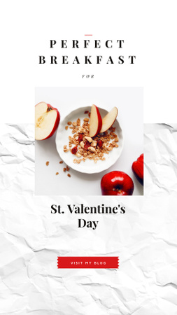 Designvorlage Gesundes Frühstück am Valentinstag für Instagram Story