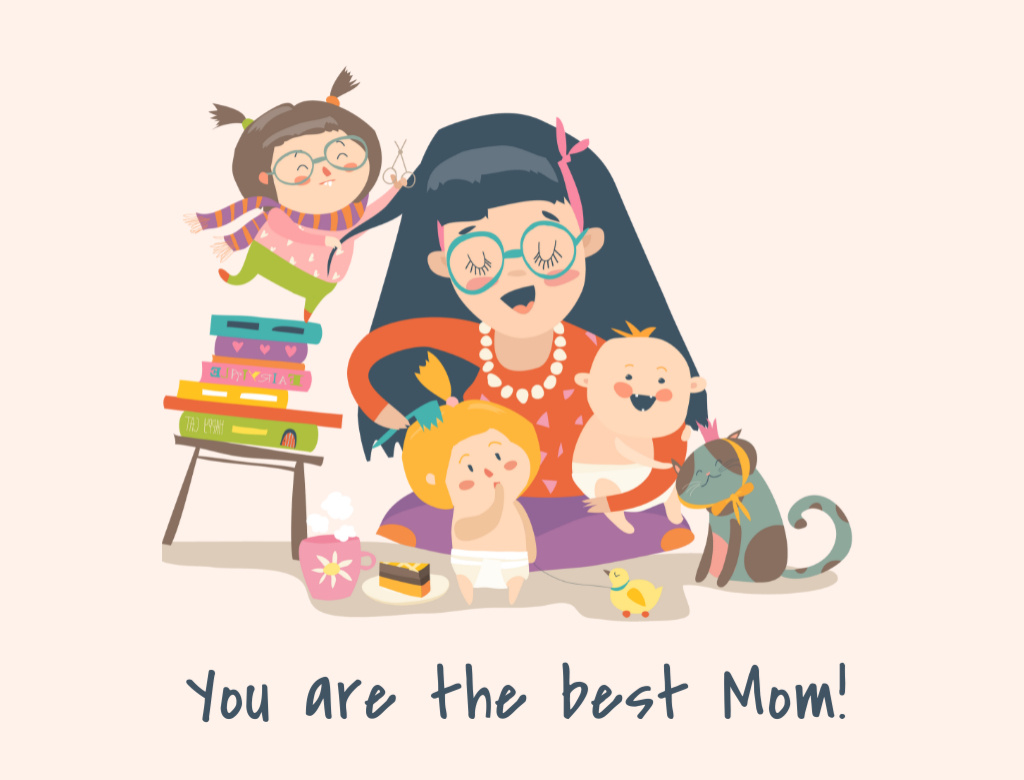 Holiday Greeting for Best Mom Postcard 4.2x5.5in – шаблон для дизайну