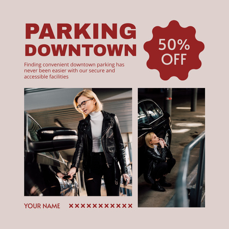Designvorlage Downtown Parking with Discount für Instagram