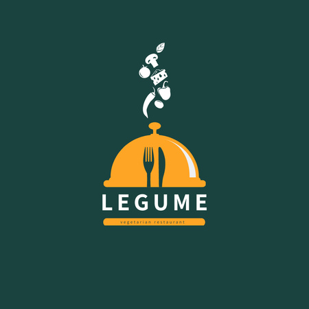 Restaurant Promotion with Food and Cloche Logo 1080x1080px Modelo de Design