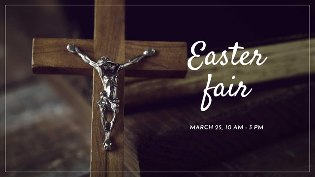 Easter Fair Announcement with Wooden Cross FB event cover tervezősablon