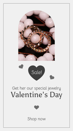 Ontwerpsjabloon van Instagram Video Story van Valentine`s Day Sale Offer for Rings