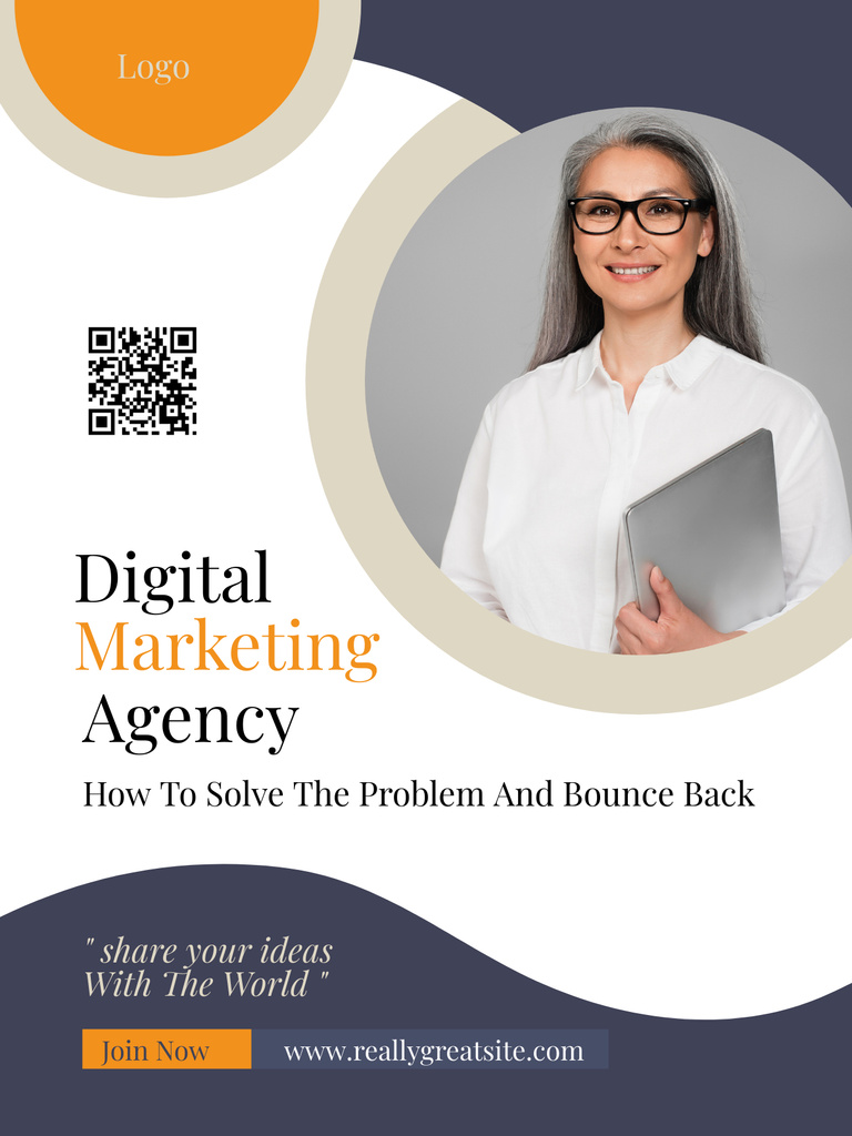 Digital Marketing Agency Solving Problem Poster USデザインテンプレート