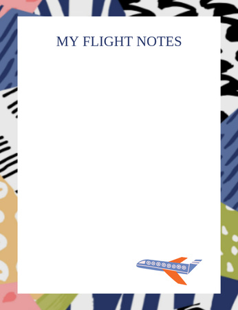Notas de planejamento de voo com ilustração de avião Notepad 107x139mm Modelo de Design