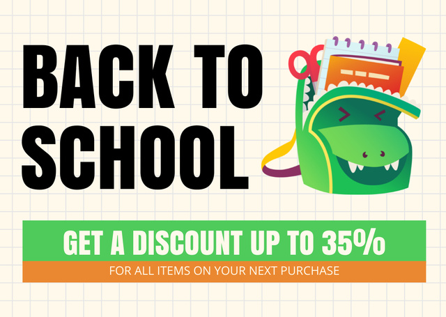 Discount on Cute Backpack with Dragon Card – шаблон для дизайна