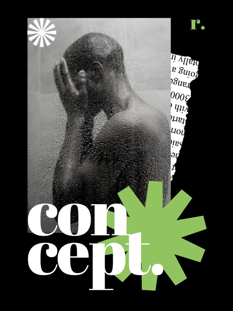 Ontwerpsjabloon van Poster US van Abstract Concept and Illustration with Man in Shower