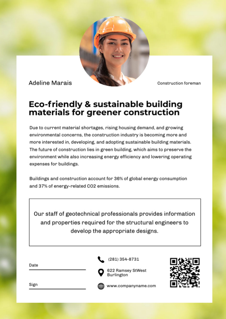 Eco-friendly Building Services Letterhead – шаблон для дизайна