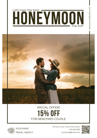 Romantic Honeymoon Trip Discount Poster Design Template