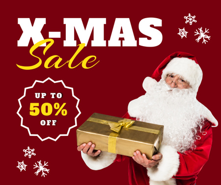 Plantilla de diseño de Christmas Sale Offer With Santa Holding Present Facebook 