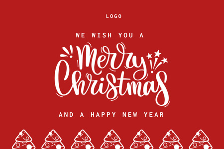 Desejos de Natal e Ano Novo com padrão de árvore Postcard 4x6in Modelo de Design