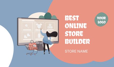 Advertising of Best Online Store Builder Business card Πρότυπο σχεδίασης