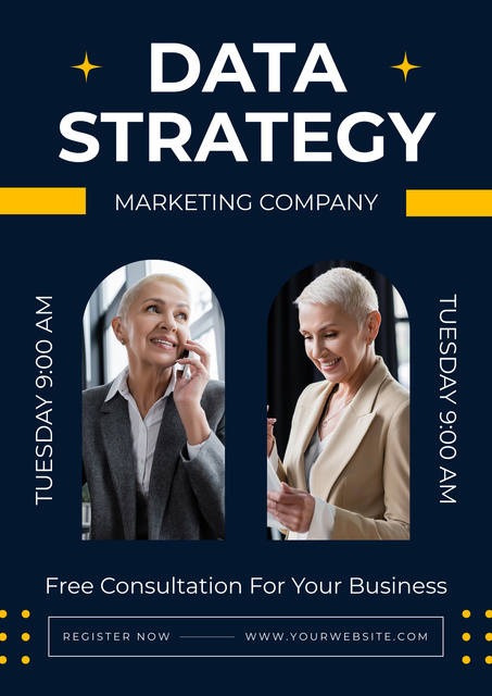 Adult Businesswoman Offers Marketing Strategy Poster Design Template