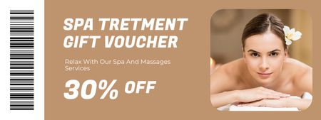 Massage Studio Ad with Beautiful Young Woman Coupon Design Template