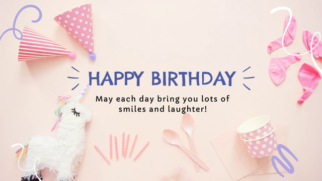 Warm Birthday Congrats And Wishes With Unicorn Full HD video Design Template
