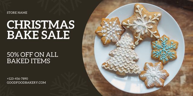 Designvorlage Christmas Bake Sale Green with Gingerbread für Twitter
